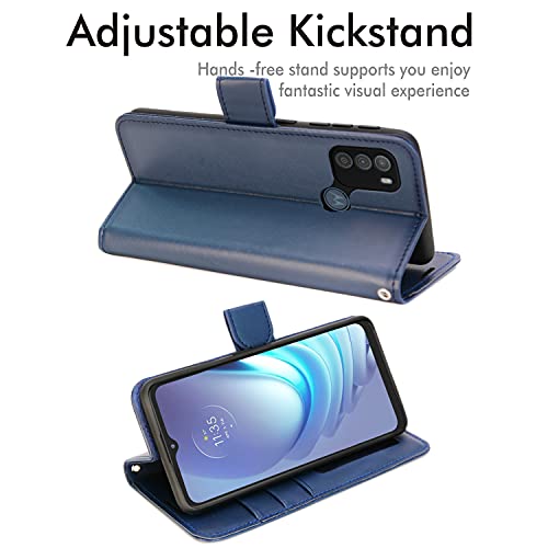 [Wallet Case] Protective Cover with Cash & Card Holder, Stand and Wrist Strap For Motorola Moto G50