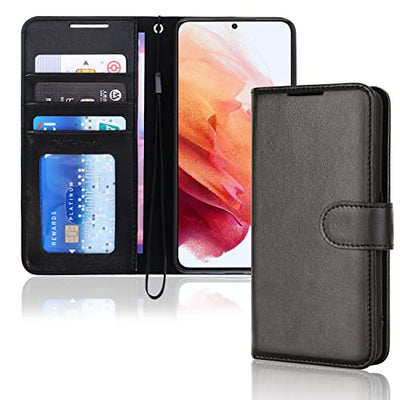 [Wallet Case] Protective Cover with Cash & Card Holder, Stand and Wrist Strap For Samsung Galaxy S23