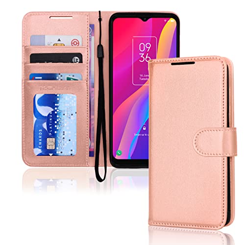 [Wallet Case] Protective Cover with Cash & Card Holder, Stand and Wrist Strap For TCL 306 / TCL 305 / TCL 30 SE