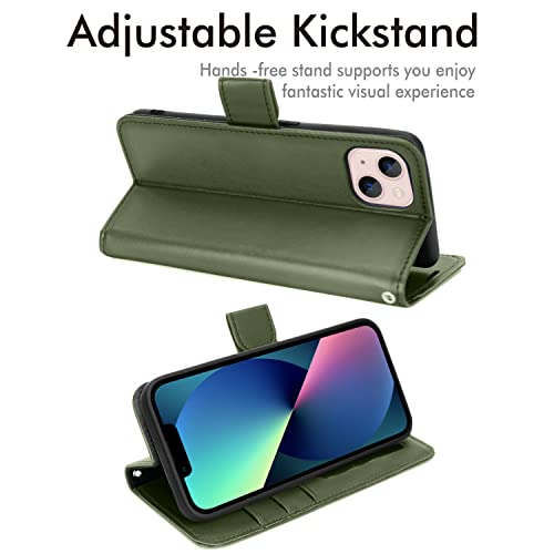 [Wallet Case] Protective Cover with Cash & Card Holder, Stand and Wrist Strap For Apple iPhone 13