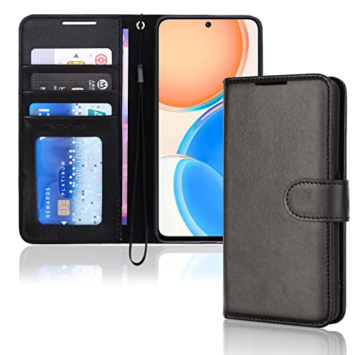 [Wallet Case] Protective Cover with Cash & Card Holder, Stand and Wrist Strap For Honor X8