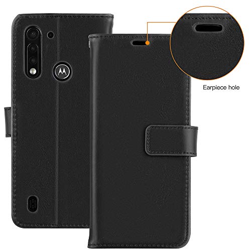 [Wallet Case] Protective Cover with Cash & Card Holder, Stand and Wrist Strap For Motorola Moto G8 Power Lite