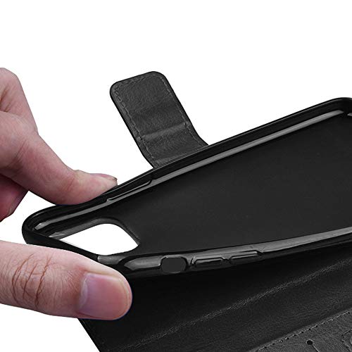 [Wallet Case] Protective Cover with Cash & Card Holder, Stand and Wrist Strap For Apple iPhone 12 Mini