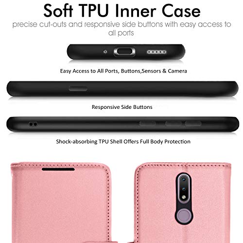 [Wallet Case] Protective Cover with Cash & Card Holder, Stand and Wrist Strap For Nokia 2.4
