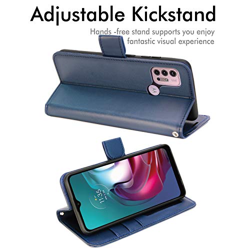 [Wallet Case] Protective Cover with Cash & Card Holder, Stand and Wrist Strap For Motorola Moto G30 / G10