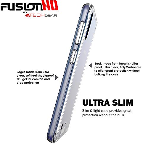 [Fusion HD Case] Shockproof Fused Gel Bumper & Hard Back Slim Clear Cover for Samsung Galaxy A10