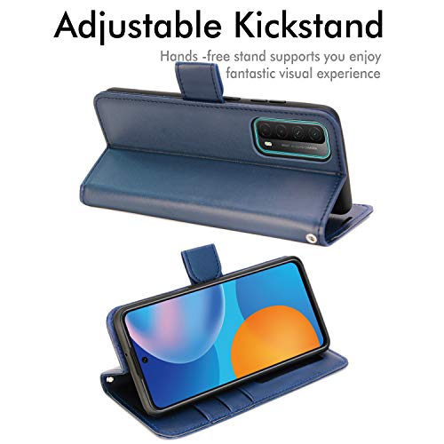 [Wallet Case] Protective Cover with Cash & Card Holder, Stand and Wrist Strap For Huawei P Smart 2021