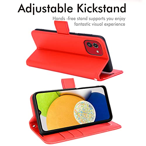[Wallet Case] Protective Cover with Cash & Card Holder, Stand and Wrist Strap For Samsung Galaxy A03