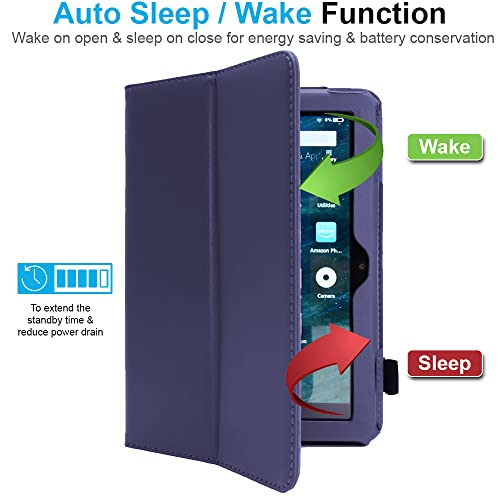 [Folio Case] Smart Cover Stand with Auto Sleep/Wake & Hand Strap For Amazon Fire HD 8" / HD 8" Plus (2024, 2022 & 2020 / 14th, 12th & 10th Generation)