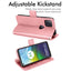 [Wallet Case] Protective Cover with Cash & Card Holder, Stand and Wrist Strap For Motorola Moto G9 Power