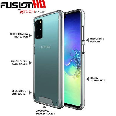 [Fusion HD Case] Shockproof Fused Gel Bumper & Hard Back Slim Clear Cover for Samsung Galaxy Galaxy S20 Plus