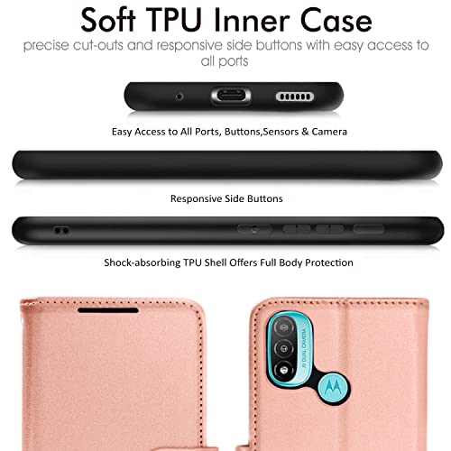 [Wallet Case] Protective Cover with Cash & Card Holder, Stand and Wrist Strap For Motorola Moto E20 / E30