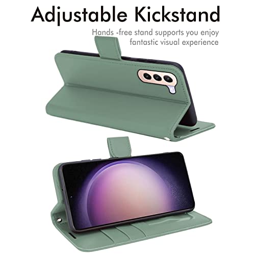 [Wallet Case] Protective Cover with Cash & Card Holder, Stand and Wrist Strap For Samsung Galaxy S23 Plus