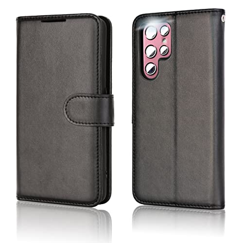 [Wallet Case] Protective Cover with Cash & Card Holder, Stand and Wrist Strap For Samsung Galaxy S23 Ultra
