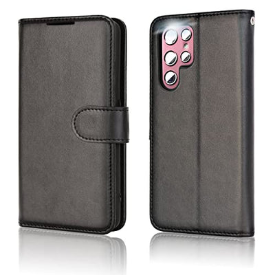 [Wallet Case] Protective Cover with Cash & Card Holder, Stand and Wrist Strap For Samsung Galaxy S23 Ultra