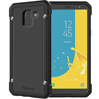 [Fusion Armour Case] Premium Hybrid Tough Heavy Duty, Rugged, Clear Back Bumper Case for Samsung Galaxy J6 2018