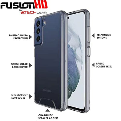[Fusion HD Case] Shockproof Fused Gel Bumper & Hard Back Slim Clear Cover for Samsung Galaxy Galaxy S21 FE