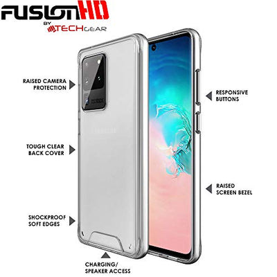 [Fusion HD Case] Shockproof Fused Gel Bumper & Hard Back Slim Clear Cover for Samsung Galaxy Galaxy S20 Ultra