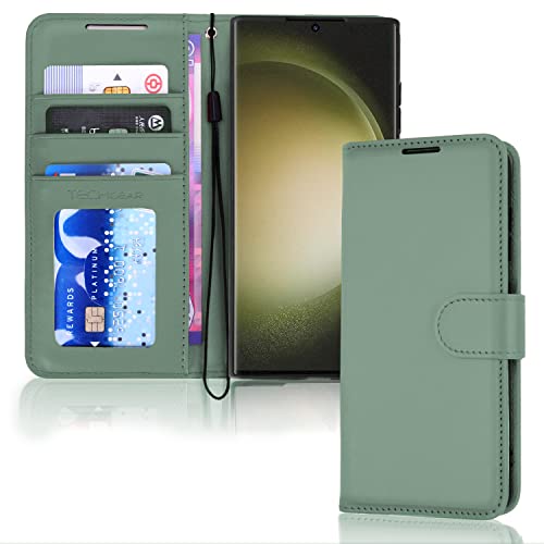 [Wallet Case] Protective Cover with Cash & Card Holder, Stand and Wrist Strap For Samsung Galaxy S23 Ultra