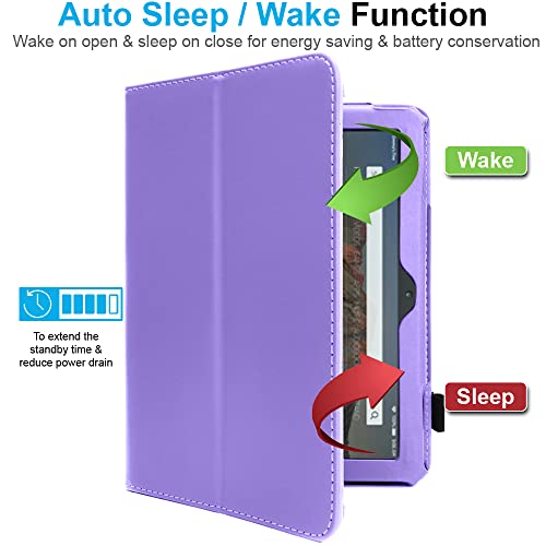 [Folio Case] Smart Cover Stand with Auto Sleep/Wake & Hand Strap For New Amazon Fire 7" (12th Generation / 2022)