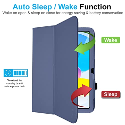 [Folio Case] Smart Cover Stand with Auto Sleep/Wake & Hand Strap For Apple iPad 11th & 10th Generation, iPad 2025 / 2022