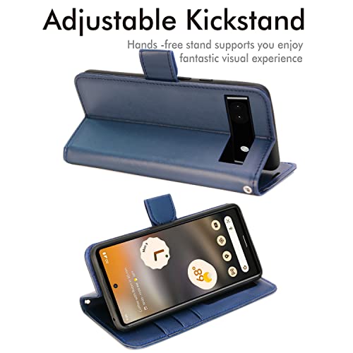 [Wallet Case] Protective Cover with Cash & Card Holder, Stand and Wrist Strap For Google Pixel 6a