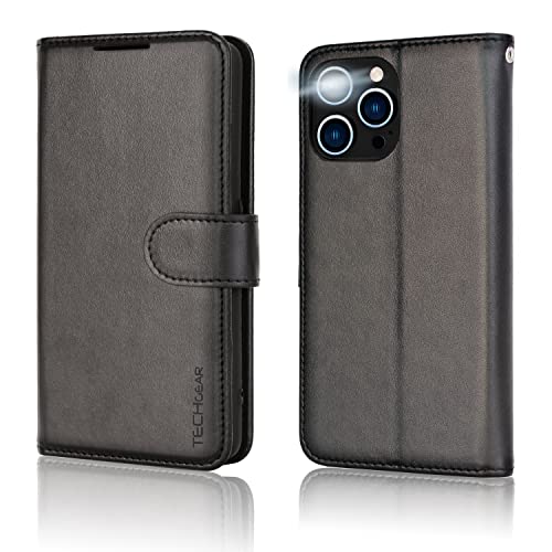 [Wallet Case] Protective Cover with Cash & Card Holder, Stand and Wrist Strap For Apple iPhone 14 Pro