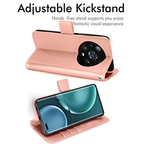 [Wallet Case] Protective Cover with Cash & Card Holder, Stand and Wrist Strap For Honor Magic 4 Pro 5G