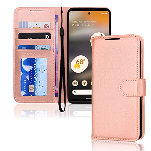 [Wallet Case] Protective Cover with Cash & Card Holder, Stand and Wrist Strap For Google Pixel 6a