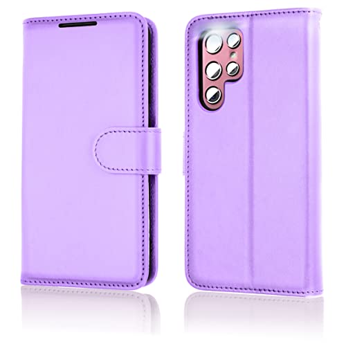 [Wallet Case] Protective Cover with Cash & Card Holder, Stand and Wrist Strap For Samsung Galaxy S22 Ultra