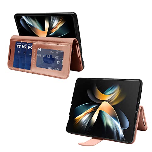 [Leather Wallet Case] Protective Cover with Cash & Card Holder, Stand and Wrist Strap For Samsung Galaxy Z Fold 4