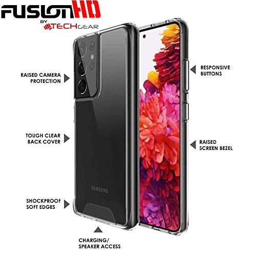 [Fusion HD Case] Shockproof Fused Gel Bumper & Hard Back Slim Clear Cover for Samsung Galaxy Galaxy S21 Ultra