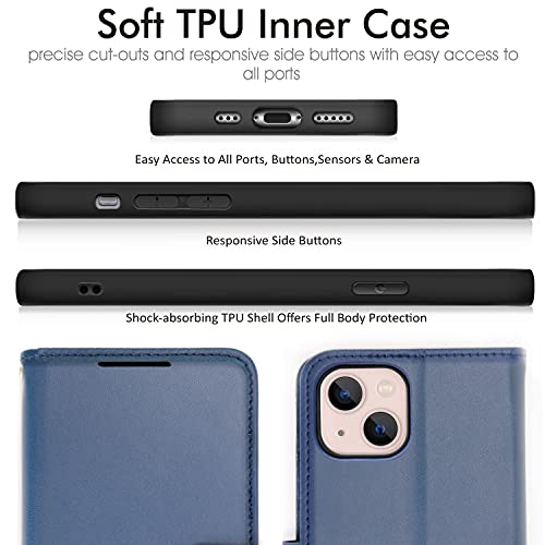 [Wallet Case] Protective Cover with Cash & Card Holder, Stand and Wrist Strap For Apple iPhone 13