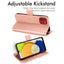 [Wallet Case] Protective Cover with Cash & Card Holder, Stand and Wrist Strap For Samsung Galaxy A03