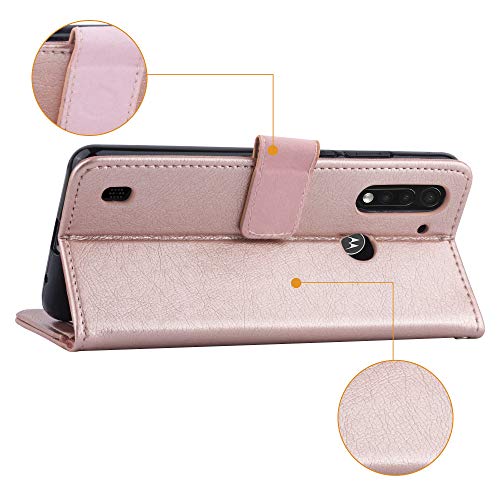 [Wallet Case] Protective Cover with Cash & Card Holder, Stand and Wrist Strap For Motorola Moto G8 Power Lite