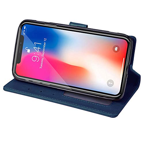 [Wallet Case] Protective Cover with Cash & Card Holder, Stand and Wrist Strap For Apple iPhone XS Max