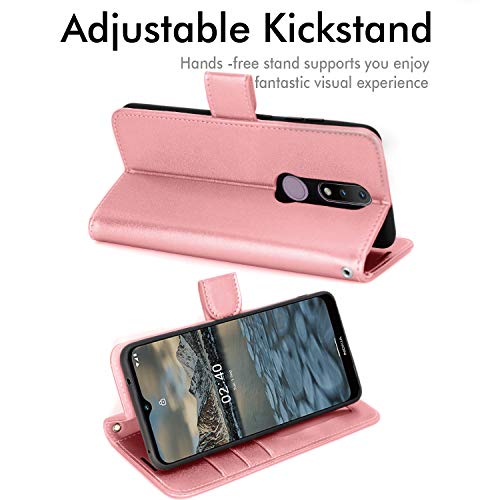 [Wallet Case] Protective Cover with Cash & Card Holder, Stand and Wrist Strap For Nokia 2.4