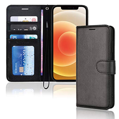 [Wallet Case] Protective Cover with Cash & Card Holder, Stand and Wrist Strap For Apple iPhone 12 Mini