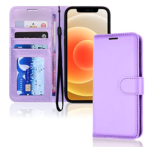 [Wallet Case] Protective Cover with Cash & Card Holder, Stand and Wrist Strap For Apple iPhone 12 Mini