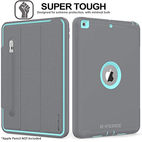 [D-FENCE Case] Tough & Rugged Smart Case For Apple iPad 10.2" 9th, 8th, 7th Generation