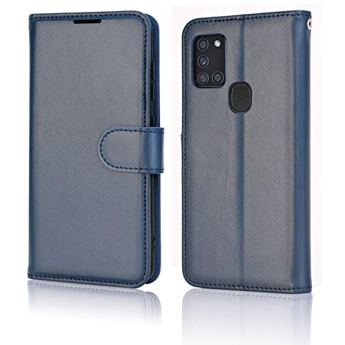 [Wallet Case] Protective Cover with Cash & Card Holder, Stand and Wrist Strap For Samsung Galaxy A21s