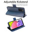 [Wallet Case] Protective Cover with Cash & Card Holder, Stand and Wrist Strap For Samsung Galaxy A03s