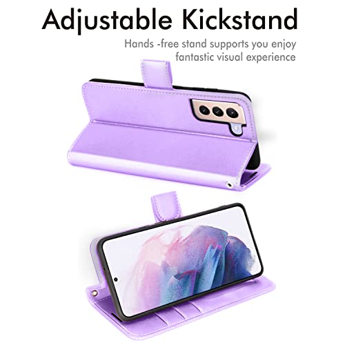 [Wallet Case] Protective Cover with Cash & Card Holder, Stand and Wrist Strap For Samsung Galaxy S22 Plus