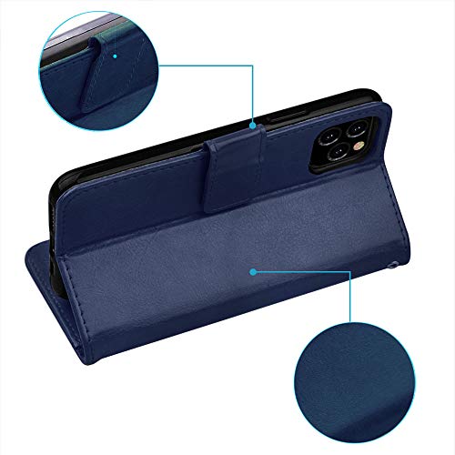[Wallet Case] Protective Cover with Cash & Card Holder, Stand and Wrist Strap For Apple iPhone 11 Pro Max