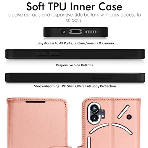 [Wallet Case] Protective Cover with Cash & Card Holder, Stand and Wrist Strap For Nothing Phone 1