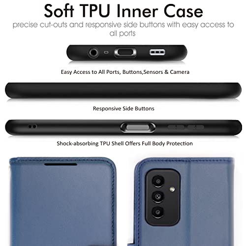 [Wallet Case] Protective Cover with Cash & Card Holder, Stand and Wrist Strap For Samsung Galaxy A04s / A13 5G