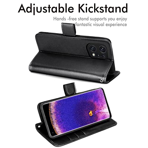 [Wallet Case] Protective Cover with Cash & Card Holder, Stand and Wrist Strap For Oppo Find X5 5G