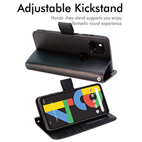 [Wallet Case] Protective Cover with Cash & Card Holder, Stand and Wrist Strap For Google Pixel 4a