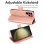 [Wallet Case] Protective Cover with Cash & Card Holder, Stand and Wrist Strap For Samsung Galaxy S23 Ultra
