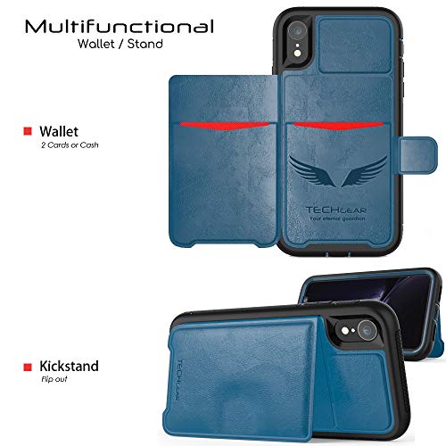 Tough Armoured Wallet 360 ShockProof Case with Card Slots & Stand for Apple iPhone XR